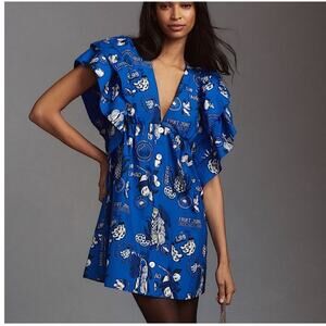 Farm Rio Flutter-Sleeve Babydoll Mini Dress Size XXS  Anthropologie Spring NWOT